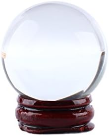 Кристална Топка Кристален Сфера с Дървена Поставка за 40 мм Прозрачна Кристална Топка Фън Шуй Кристал Дисплей
