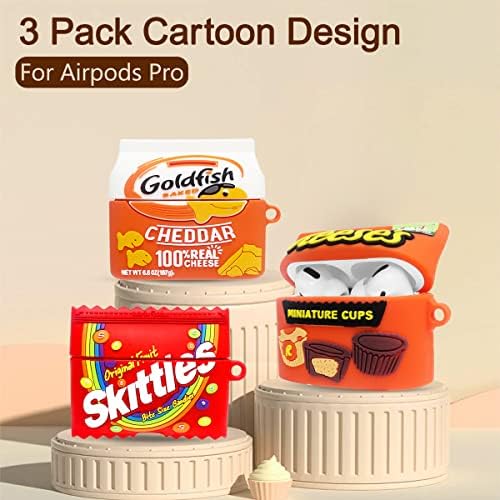 3 опаковки, Сладък калъф WQNIDE за Airpod Pro е Забавна Храна, Златна Рибка, Преливащи Бонбони, Шоколад Защитен