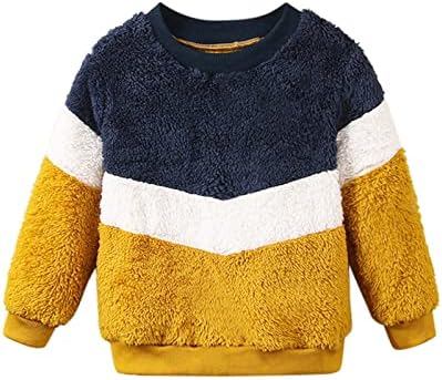 За Малките Момчета И Момичета Топли Зимни Блузи, с Цветен Елемент, мек вълнен плат Пуловер с Качулка, Облекло