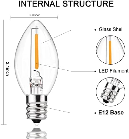 Преносими led лампи Abeja C7, Led крушки от Прозрачно Стъкло с мощност 0,6 W Енергоспестяващи лампи с винтовым основание E12, Led Ночники за коледни улични Гирлянди, Електричес
