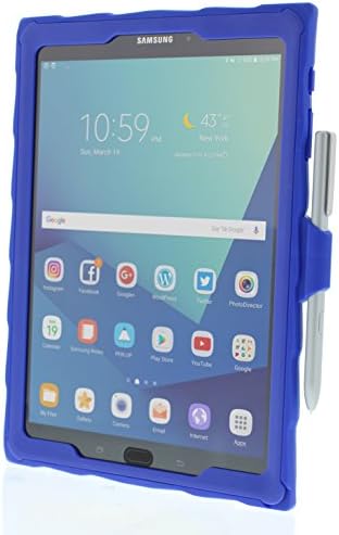 Прозрачен калъф Gumdrop Droptech с един слот за S Pen за таблет Samsung Galaxy S3 за стоки от първа необходимост за бизнеса и офиса - кралско синьо / лайм, здрав, амортизирующий, защита