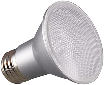 Led лампа Satco S29401 със средна цокъл (опаковка от 24 броя), Бистра, Сребрист корпус, 120 Волта, 6,5 W, 520 лумена, Форма PAR20, Цокъл E26 ANSI, 3000 куб. см (Келвин), температура топло бяла, C