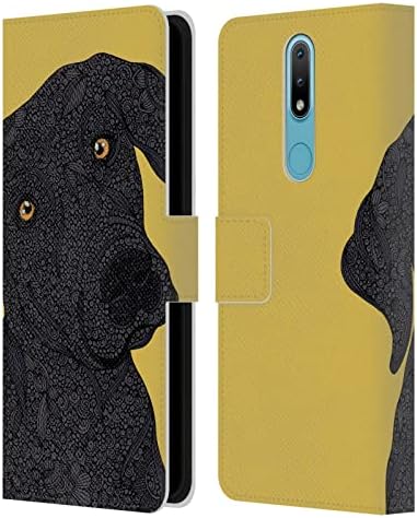 Дизайн на своята практика за главата Официално Лицензиран Valentina Black Labrador Dogs Кожен Калъф-Книжка-джобен формат, Съвместим с Nokia 2.4