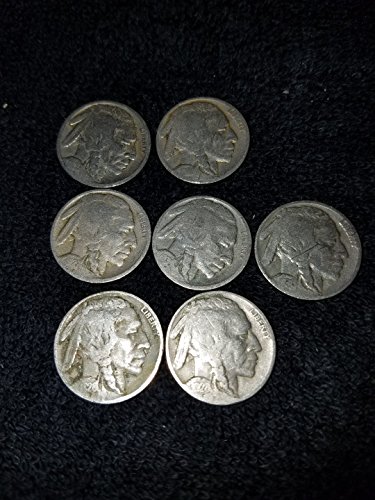 Американски пятицентовые монети от типа Бъфало (Главата на индианците) - 7 Мешочков за монети - 7 Различни дати от 1913 до 1938 година Никел обърна към дребния