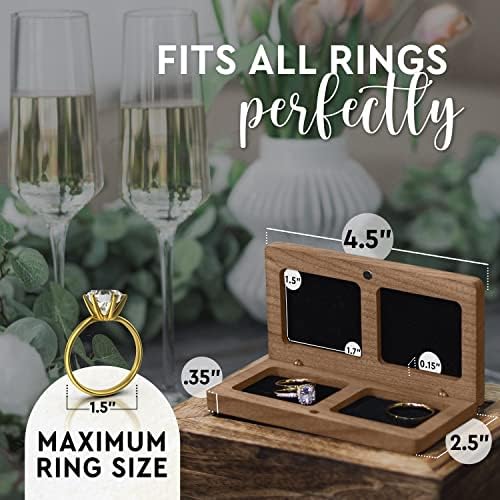 Кутия за пръстените Prazoli за Сватбената церемония - Дървена Кутия за пръстени, Сватбени Аксесоари, Двойни Кутии за пръстени, Калъф за две халки, Държач за годежни пръ?