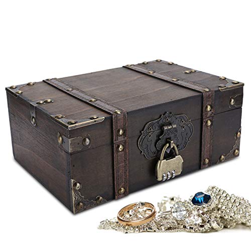 Кутии за бижута, за Съхранение на Бижута, Ретро Дървена Кутия За Съхранение на Декоративни Съкровище, Бижутериен