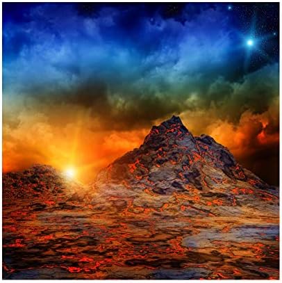 На фона на Изригване на Вулкан Баоцикко отгледа 10х10 метра Пылающая Магма Гъст Дим Природен Пейзаж Слънцето