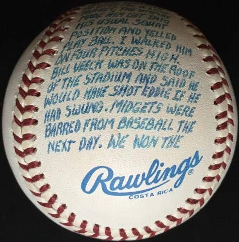 Сингъл Боб Cain Еди Gaedel Story с автограф AL Baseball, JSA LOA - Бейзболни топки с автографи