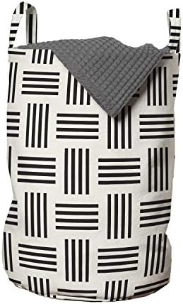 Модерна чанта за дрехи Ambesonne, Прост, Модерен Дизайн, черно-бели Симетрична Линия, Фигура под формата на