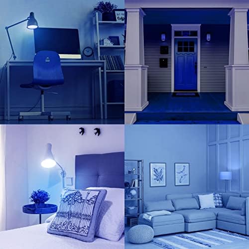 Led лампа с нажежаема жичка LUXRITE E12 син цвят, 4,5 W (еквивалент на 40 Вата), Лампа-Канделябр от цветно стъкло