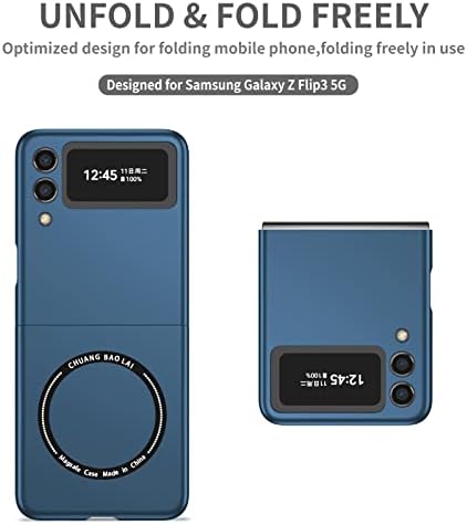 Калъф FLURIKA за Samsung Galaxy Z Flip 3-5 G, Съвместим със зарядно устройство MagSafe, Мек Силикон изключително тънък Защитен Калъф за вашия телефон, кралско Синьо