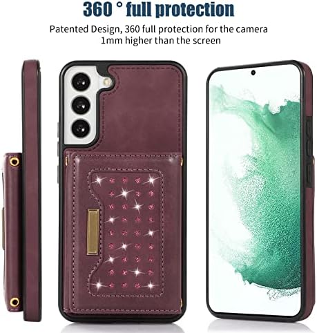 Чанта-портфейл XYX за Samsung S23 Plus, лента за през рамо от изкуствена кожа, RFID Блокиране на Притежателя за кредитни карти, Калъфи за карти за жени и Момичета, с Регулируема