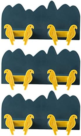 DOITOOL 3шт Рафтове за съхранение на птици Многоцелеви Стенен Държач за куки от Полипропилен, Залепваща Поставка За Съхранение, полици за зареждане (Тъмно синьо) Куки