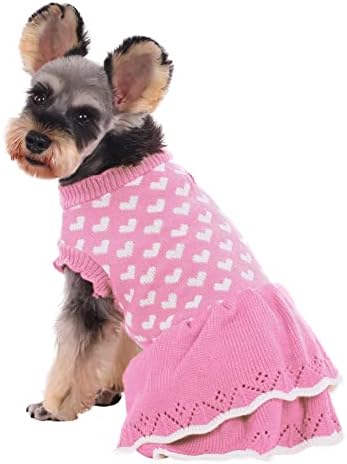 Kuoser Пуловер за кучета, Рокля-Пуловер с Кучешка Сърце, Топли Пуловери за Кучета, Трикотажный Жилетка, Пуловер