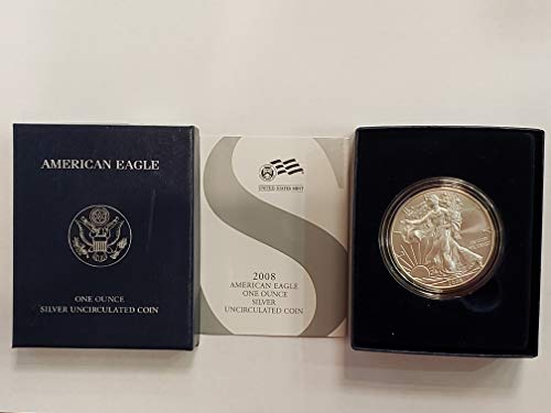 2008 W American Eagle Полирана Сребърна монета с тегло една унция на стойност 1 щатски долар на Монетния двор