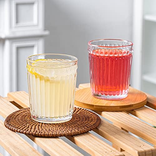 TIMEFOTO Комплект Чаши за пиене от 6 опаковки, Прозрачни Чаши за Уиски, Чаши за Вино, Тежка Реколта Посуда 10