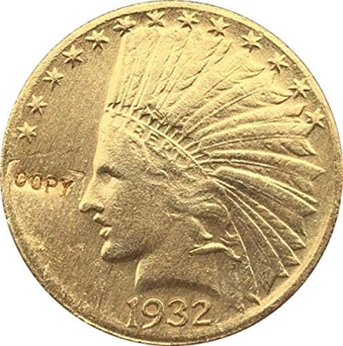 24-Каратная Позлатен Копие монети 1932 г. цена от 10 долара под формата на Индийската от Половината от Орел за Домашен интериор на Офис