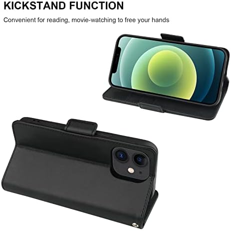 Чанта-портфейл ONETOP за iPhone 12/12 Pro от естествена кожа, съвместим с безжична зареждане, държач за карти