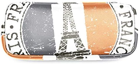 Effiel Tower Париж на Френски Кожен молив случай, Чанта за Писалки с Двоен Цип, Чанта за Съхранение на Канцеларски
