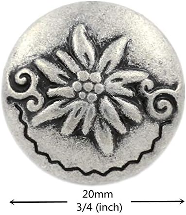 Рамка за 12 Парчета Edelweiss Античен Сребърен Метален Пръстен с Опашка Копчета 20 mm (3/4 инча)