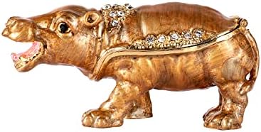 Кутии за дрънкулки с фигура Хипопотам Ingbear кафяв цвят на оса, уникален подарък за Деня на майката, в Ковчег за ръчно изработени бижута с емайл, декорации с животни за