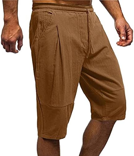 Мъжки Панталони-Капри За Йога, Дишащи Летни Плажни Шорти на съвсем малък, Спортни Памук, Ленени Панталони Boho