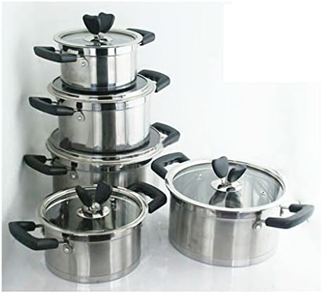 Комплект съдове за готвене от неръждаема стомана, 10 предмети, съдове за печене 18/10 (Цвят: A, размер: както