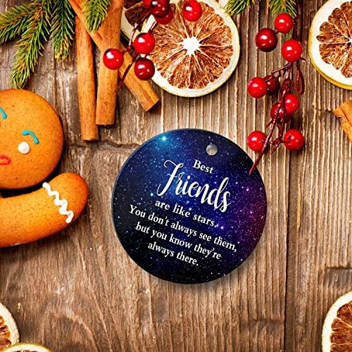 ЕЛУГЧИ Весела Коледна Украса За 2021-Подарък за приятелство Добри Приятели са като Звездите Подарък за приятелите