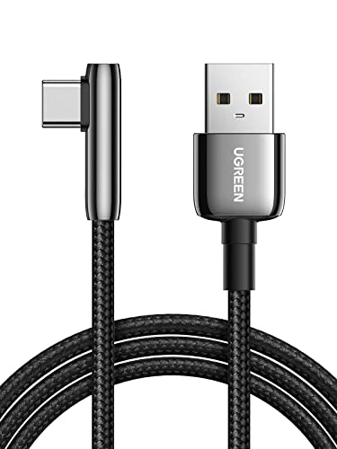Кабел UGREEN USB C Правоъгълен кабел USB A-C USB с тъкани кабел, съвместим с iPad Pro, Air, Pixel, Galaxy S10