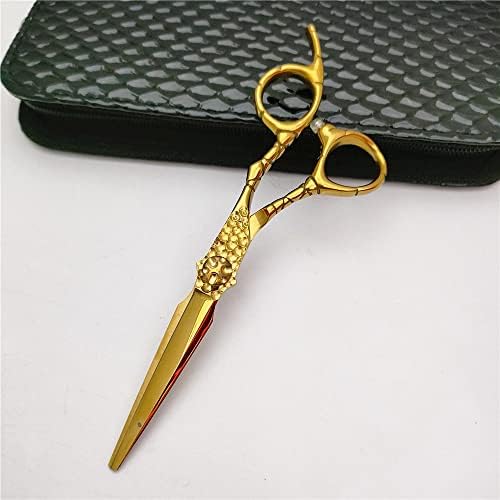 Ножица За Подстригване на Коса, 6,0 См Япония 440c Професионални Златни Плоскостные Ножици За Коса С 3D Релефно,