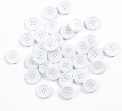 80 бр голям 3/4 инча бели копчета за шиене кръгли бели копчета от смола, за занаяти дупка 4 sew бутона палто