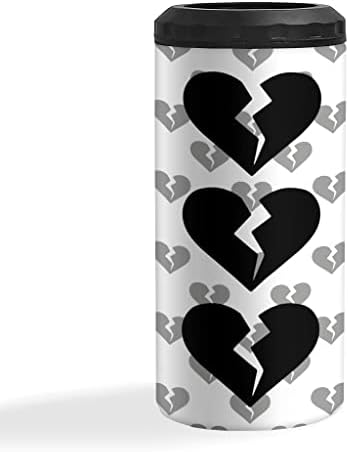 Охладител за тънки кутии с разбито сърце - Black Heart Can Cooler - Графичен Охладител за тънки кутии с изолация
