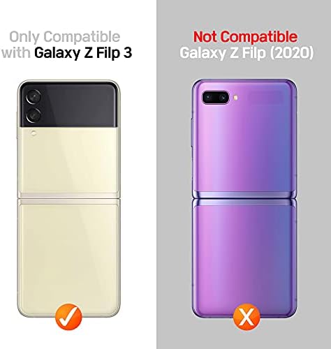 Кожен калъф Qoosan, предназначени за Samsung Galaxy Z Flip 3 5G Case (2021) с Държач за карти, Защитна линия