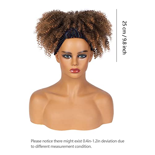 Жена перука с малки и къдрава коса в стил афро с превръзка на главата от висока температура тел 25 см за ежедневието
