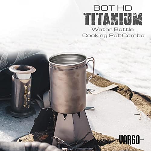 Тенджера за Vargo Titanium BOT-HD – 1 Литър (34 грама), Сверхлегкая Бутилка за вода, Тенджера за готвене Тежи 153 гр. (5,4 грама) | Многофункционална Тенджера за готвене в сражение |