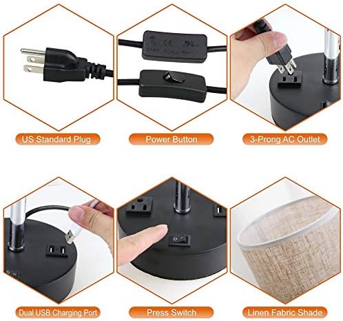 USB-лампа lifeholder, Настолна лампа с топла бяла led лампа, нощно шкафче, Вградено в двойна USB-порт и на един
