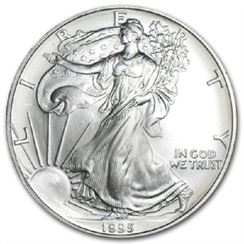 1995 - Американски Сребърен Орел . 999 проба Сребро с Нашия сертификат за автентичност Долар, без да се прибягва
