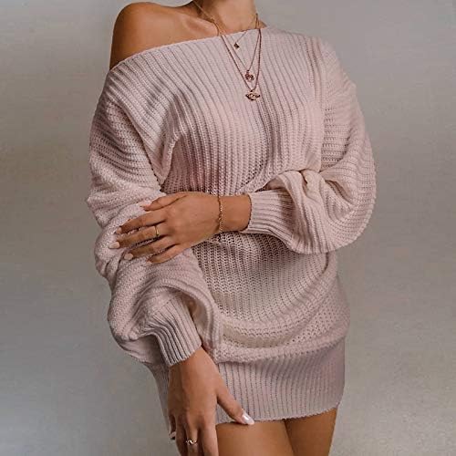 Жена Секси Рокля-пуловер и Зимно Ежедневното Трикотажное рокля-пуловер с открити рамене, Ежедневни рокли
