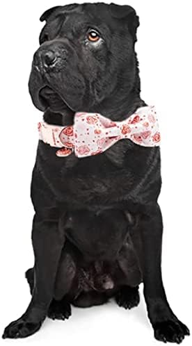 Нашийник за кучета HFDGDFK Valentine Rose Сърце с папийонка, Нашийник за кучета-Голям Среден размер (Размер: