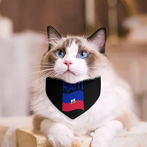 Знаме на Хаити Кърпа за Кучета Регулируем Нашийник за Домашни Любимци Шал Сладък Триъгълен Шал за Кучета Котки