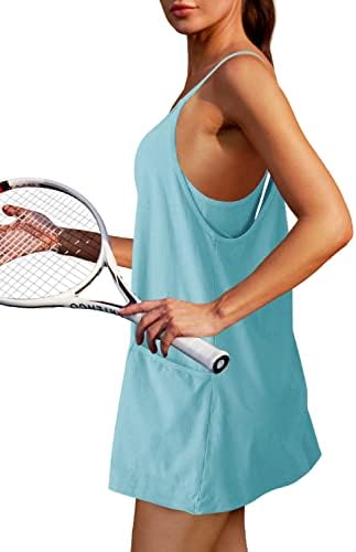 Жена Теннисное Рокля Nirovien, тенис кортове, Мини-Рокля с Къси панталони, Без Ръкави, с Тънки спагети презрамки,