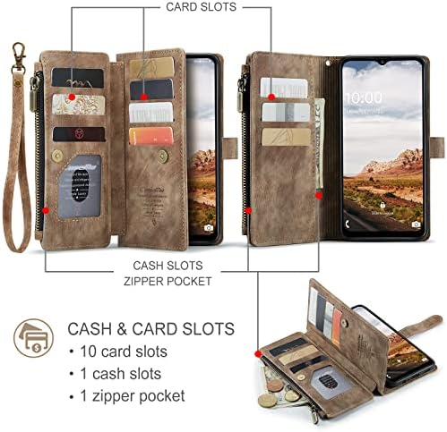 Чанта-портфейл UEEBAI за Samsung Galaxy A14 5G Премиум-клас, Калъф за телефон от изкуствена кожа ръчно изработени,