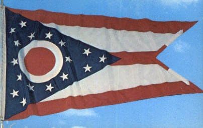 Пощенска картичка с флага на щата Охайо