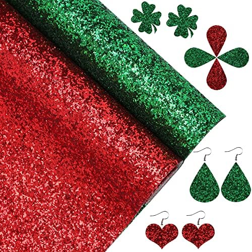 Чудесен Коледен Червено-Зелената Ролка на Платове с Пайети размер 12 x 52 инча и Светло Снежинками от Изкуствена