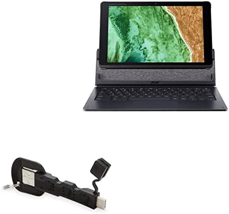 Кабел BoxWave, който е съвместим с Acer Chromebook Tab 510 (D652N) - Зарядно устройство за ключодържател USB Type-C, ключодържател 3.1 USB Кабел Type C за Acer Chromebook Tab 510 (D652N) - Черно jet black