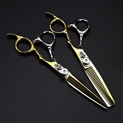 Ножица за подстригване на коса, 6-инчов професионален Японски ножици от стомана 440c със златна корона, ножица