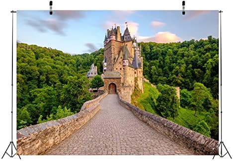 Плат BELECO 10x8 фута Германия на Фона на замъка Бърг Эльц Средновековен Замък Планини Зелени Гори Закатные