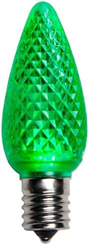 25 Опаковки Зелени сменяеми лампи C9 LED, Граненая Зелена Светодиодна коледна крушка с 2 SMD светодиода във