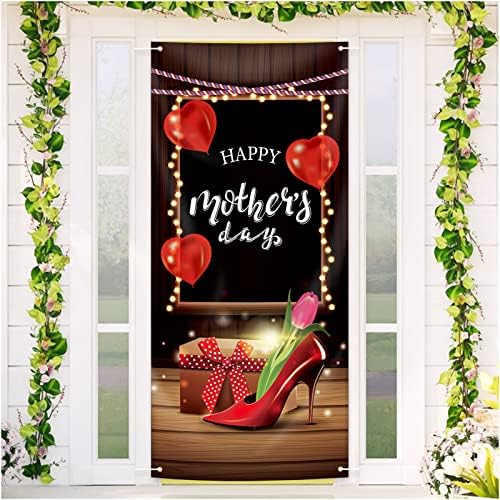Монтиране на Украса за Ден на Майката, на Фона на парти в чест на Деня на Щастливата Майка, Голяма Тъканно Цветна