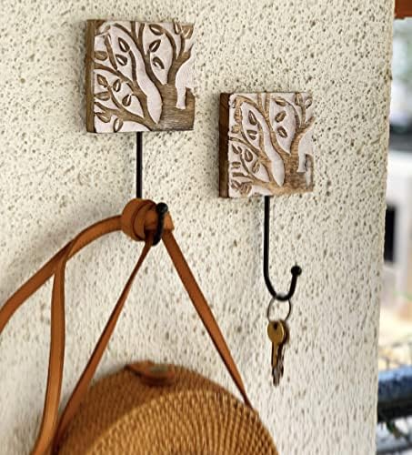 Комплект от 2 Декоративни Дървени и Железни пури в ограничени бройки на Закачалки в Селски стил Дървото на Живота,